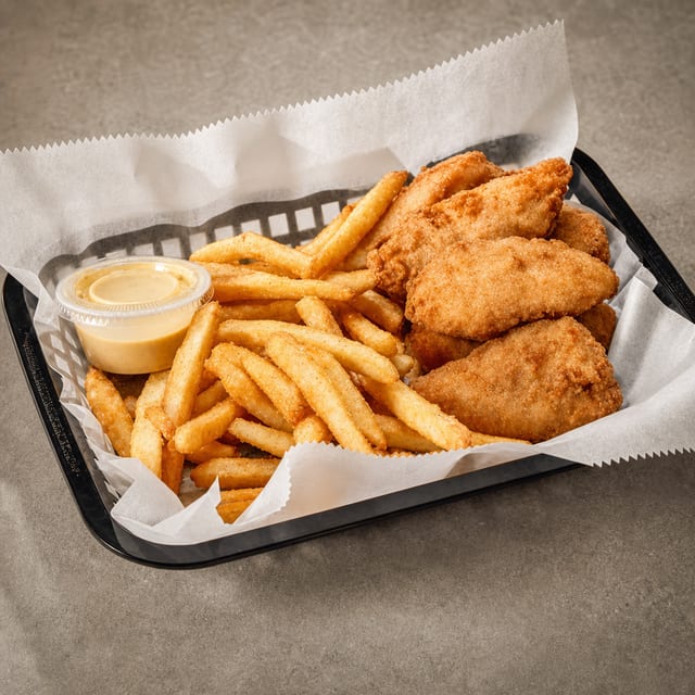 Kids Chicken Tenders with Fries.