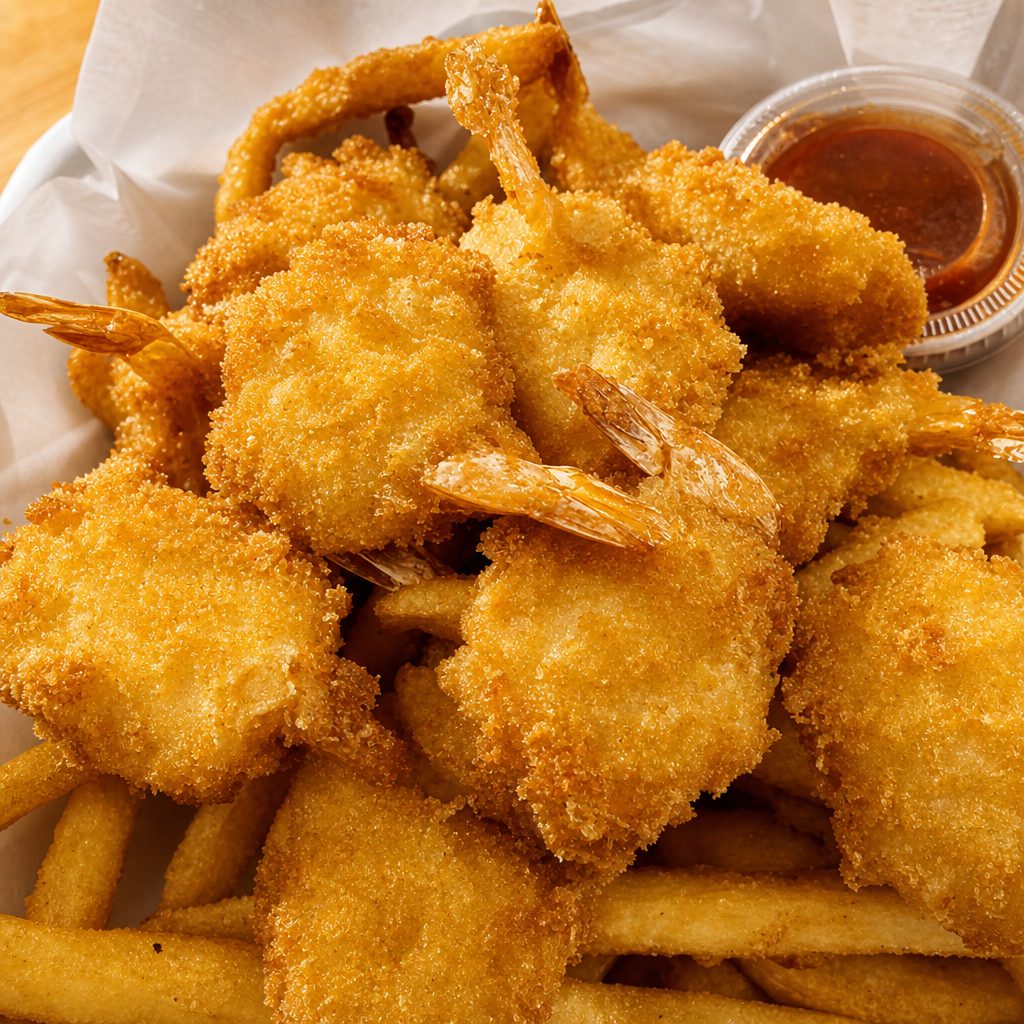 Fried Butterfly Shrimp.